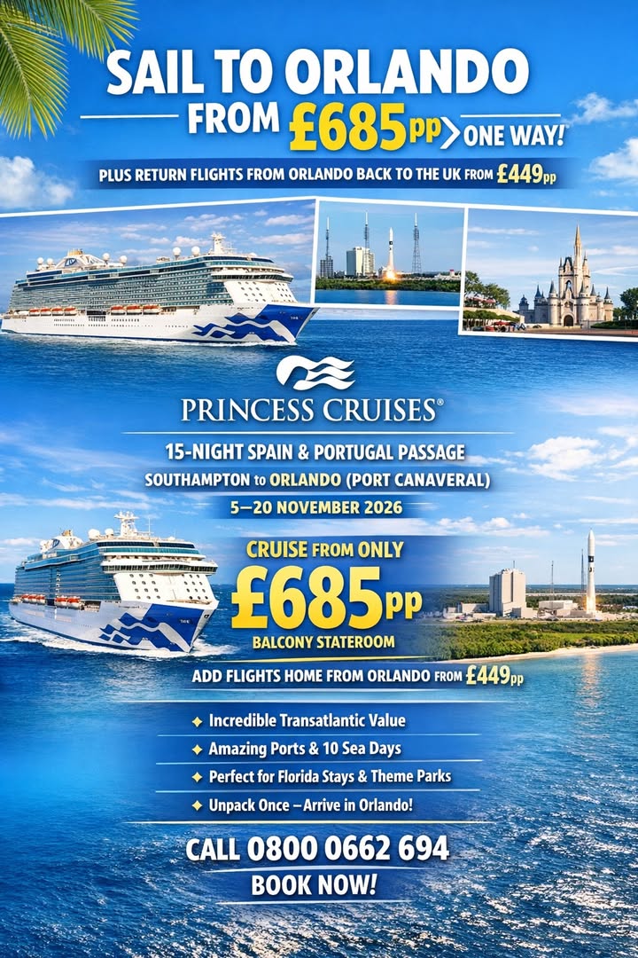 Sail to Orlando from £685pp – One Way