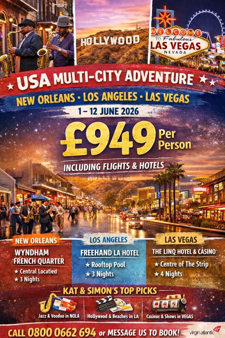 USA Multi-City Adventure – New Orleans, Los Angeles & Las Vegas