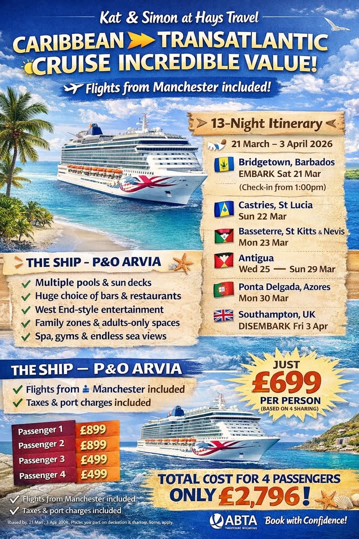 Caribbean ➡️ Transatlantic Cruise – Incredible Value 🚢☀️