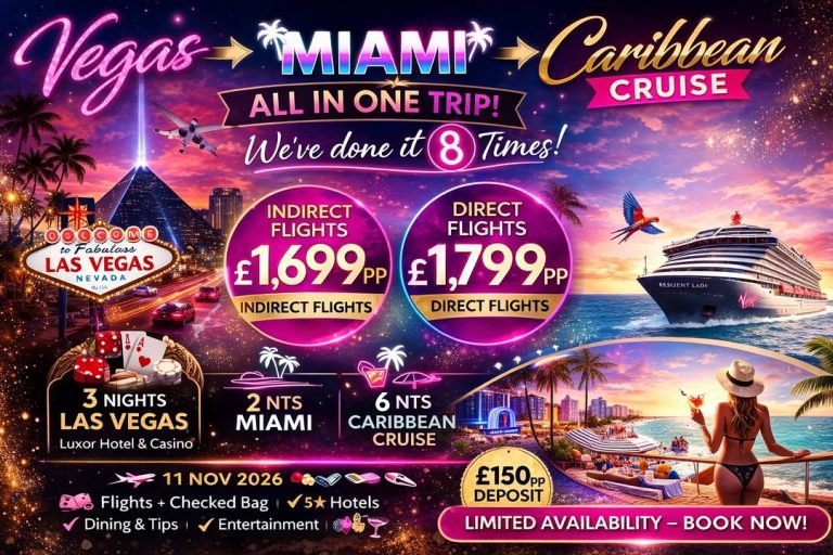 VEGAS. MIAMI. CARIBBEAN. ONE TRIP.