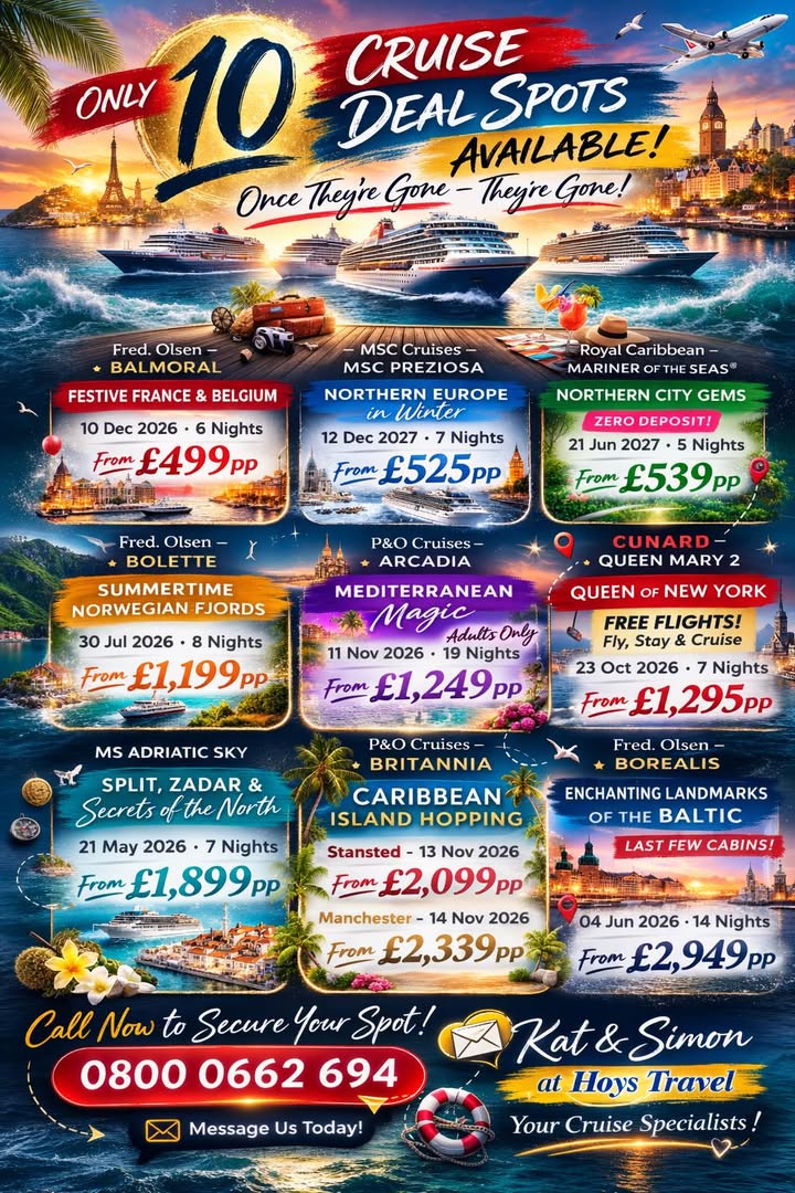 🚨🚢 ONLY TEN DEAL SPACES AVAILABLE 🚢🚨