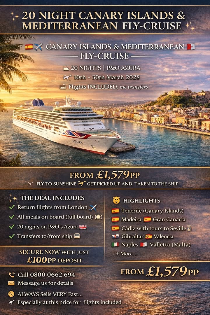FLY-CRUISE TO THE SUN – 20 NIGHTS FROM £1,579PP