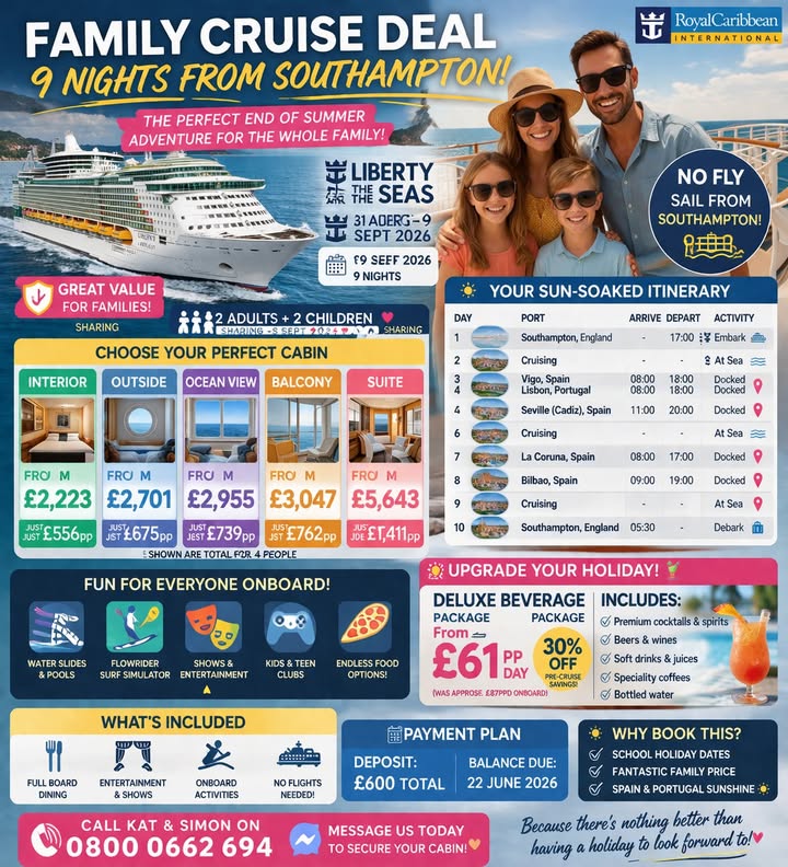 FAMILY CRUISE DEAL – 9 NIGHTS FROM SOUTHAMPTON 🛳️👨‍👩‍👧‍👦