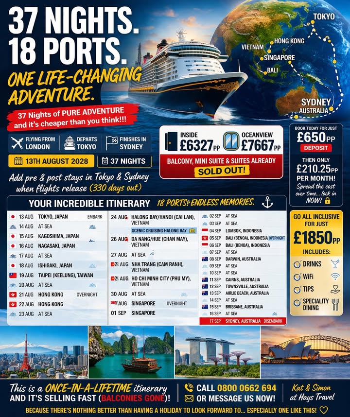 37-Night Bucket List Tour: Asia & Australia by Sea