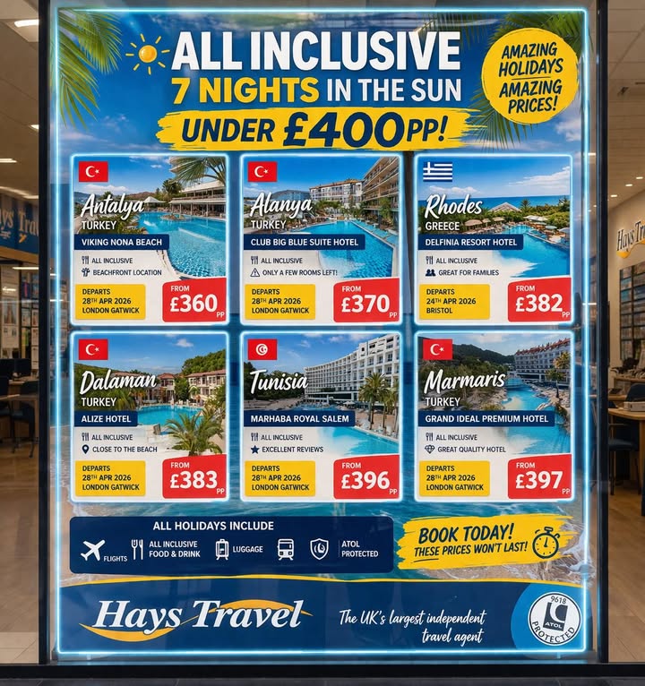 UNDER £400pp: 7 NIGHTS ALL INCLUSIVE 🚨✈️