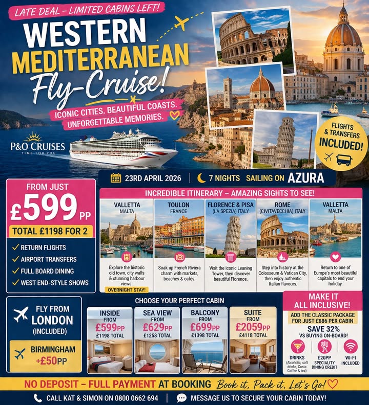 🚨🇮🇹 LAST MINUTE MEDITERRANEAN DEAL 🇫🇷🚨