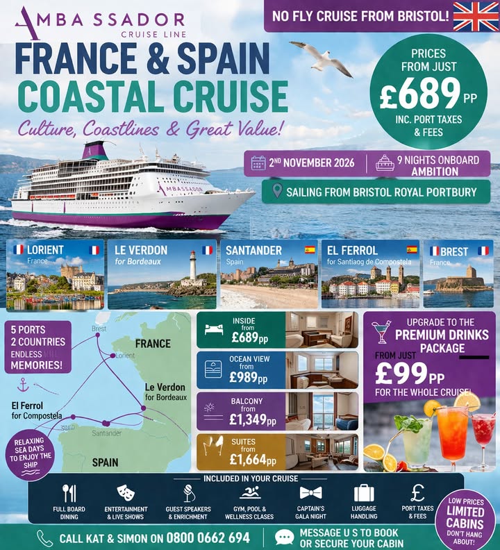🚢✨ FRANCE & SPAIN COASTAL CRUISE ✨🚢