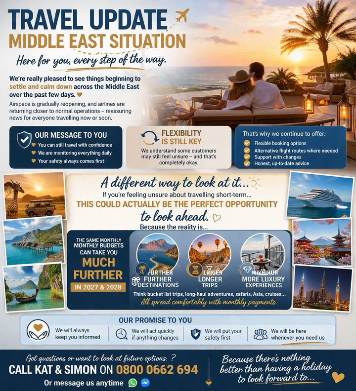 ✈️🌍 TRAVEL UPDATE – MIDDLE EAST SITUATION 🌍✈️