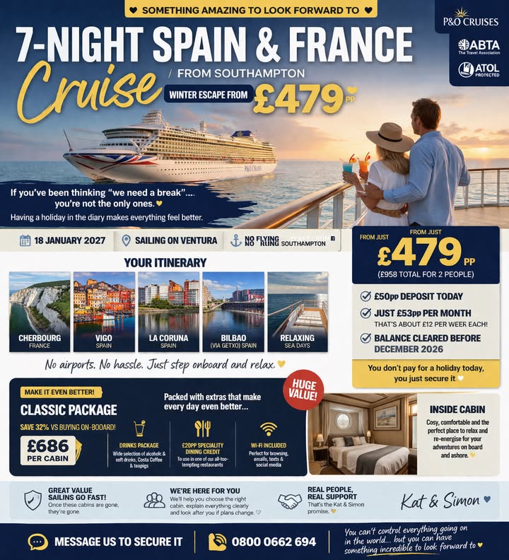Winter Escape: 7-Night Spain & France Cruise from Southampton