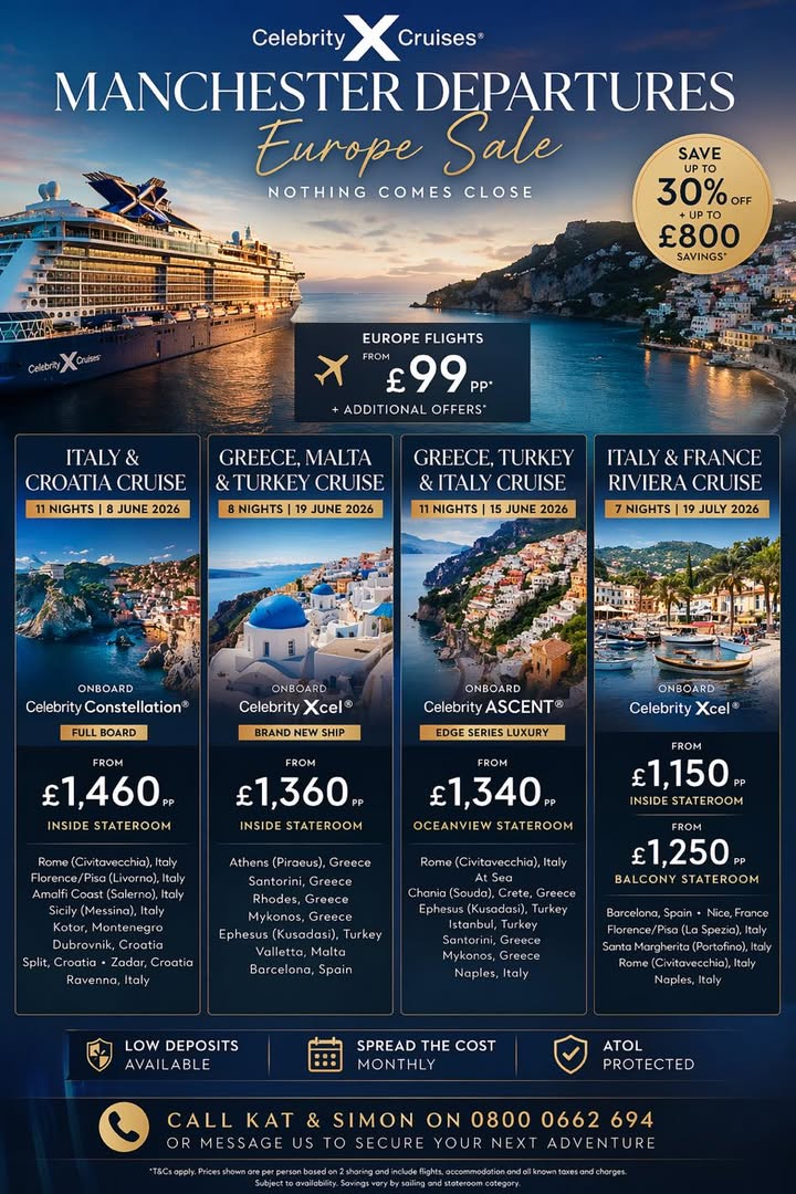 🚢✨ CRUISE EUROPE IN STYLE – MANCHESTER DEPARTURES ✨🚢