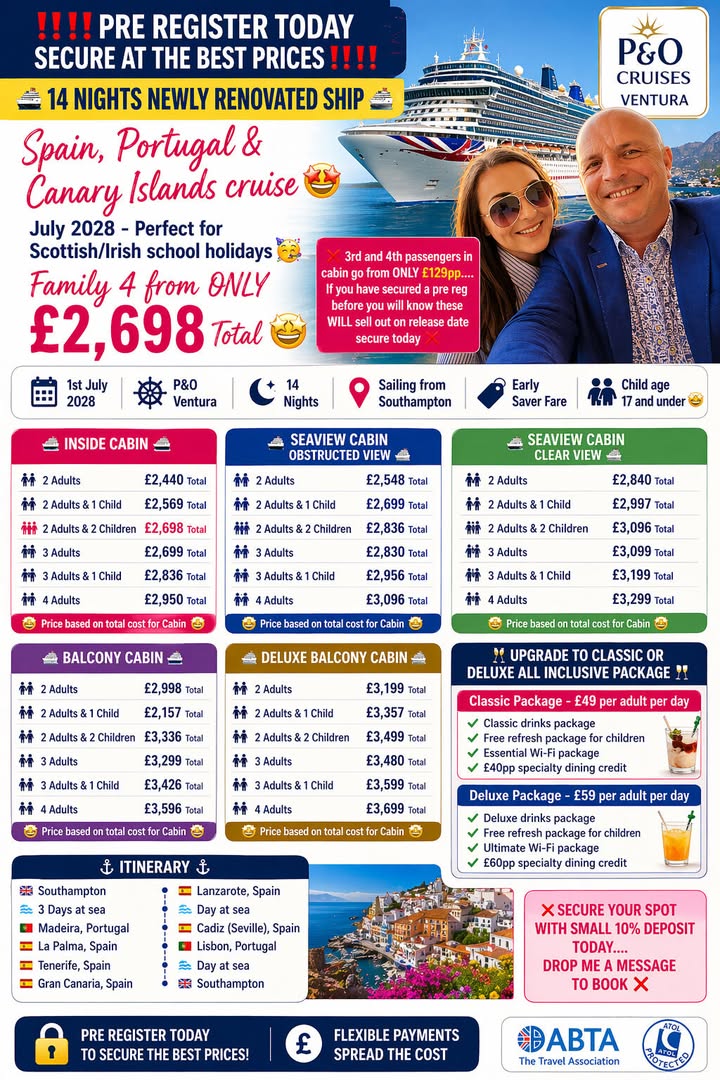 ‼️‼️ PRE-REGISTER TODAY FOR BEST PRICES ON 14-Night Cruise 🛳️
