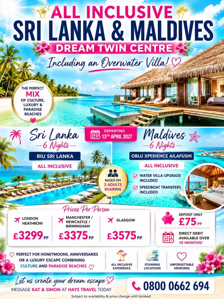 🌴🍹 ALL INCLUSIVE SRI LANKA & MALDIVES DREAM TWIN CENTRE 🍹🌴