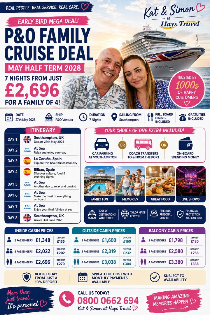 MAY HALF TERM 2028 FAMILY CRUISE DEAL