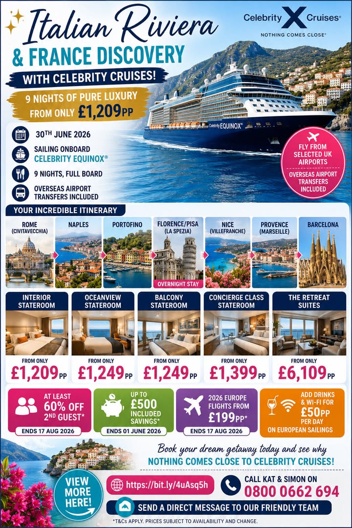 ✨ Italian Riviera & France Discovery with Celebrity Cruises 🚢✨
