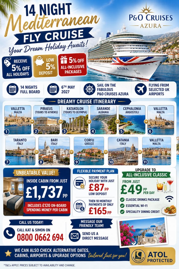 ☀️ Mediterranean Fly Cruise with Azura ☀️