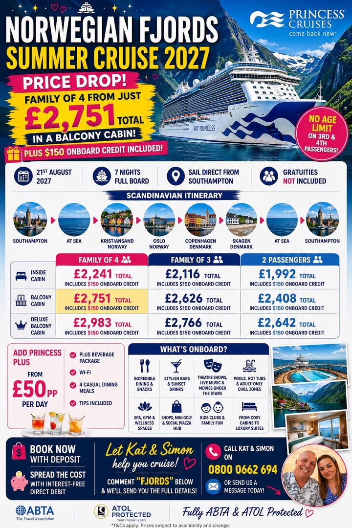 ✨🚢💙 NORWEGIAN FJORDS SUMMER CRUISE 2027: Family Deals! 💙🚢✨