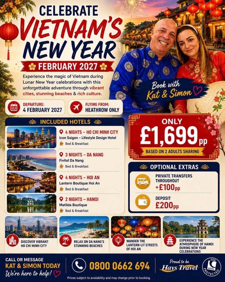CELEBRATE VIETNAM’S NEW YEAR: 13 NIGHT MULTI-CENTRE TOUR