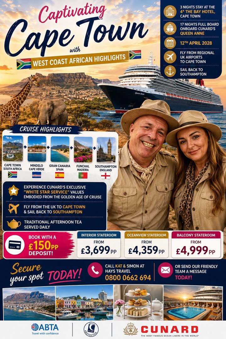 Captivating Cunard – Cape Town with West Coast African Highlights