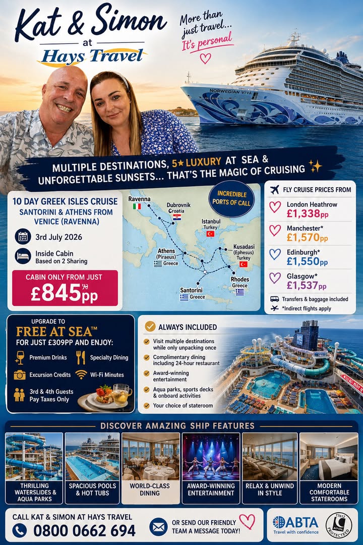 Luxury Greek Isles Cruise: Explore Santorini & Athens on Norwegian V!VA 💫✨