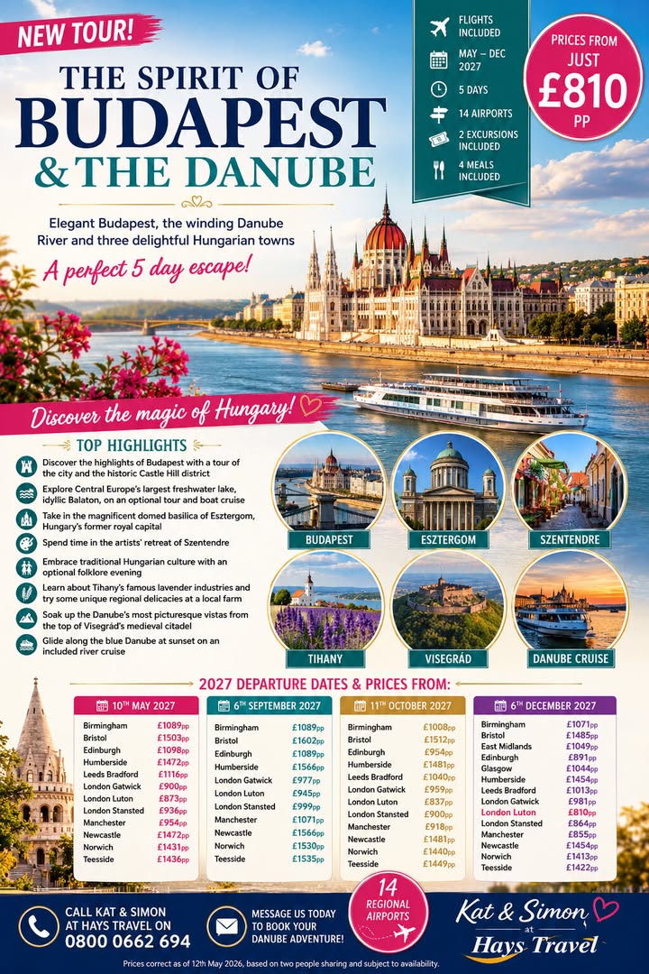 🚨 NEW ESCORTED TOUR 🚨

🇭🇺 THE SPIRIT OF BUDAPEST & THE DANUBE 🇭🇺