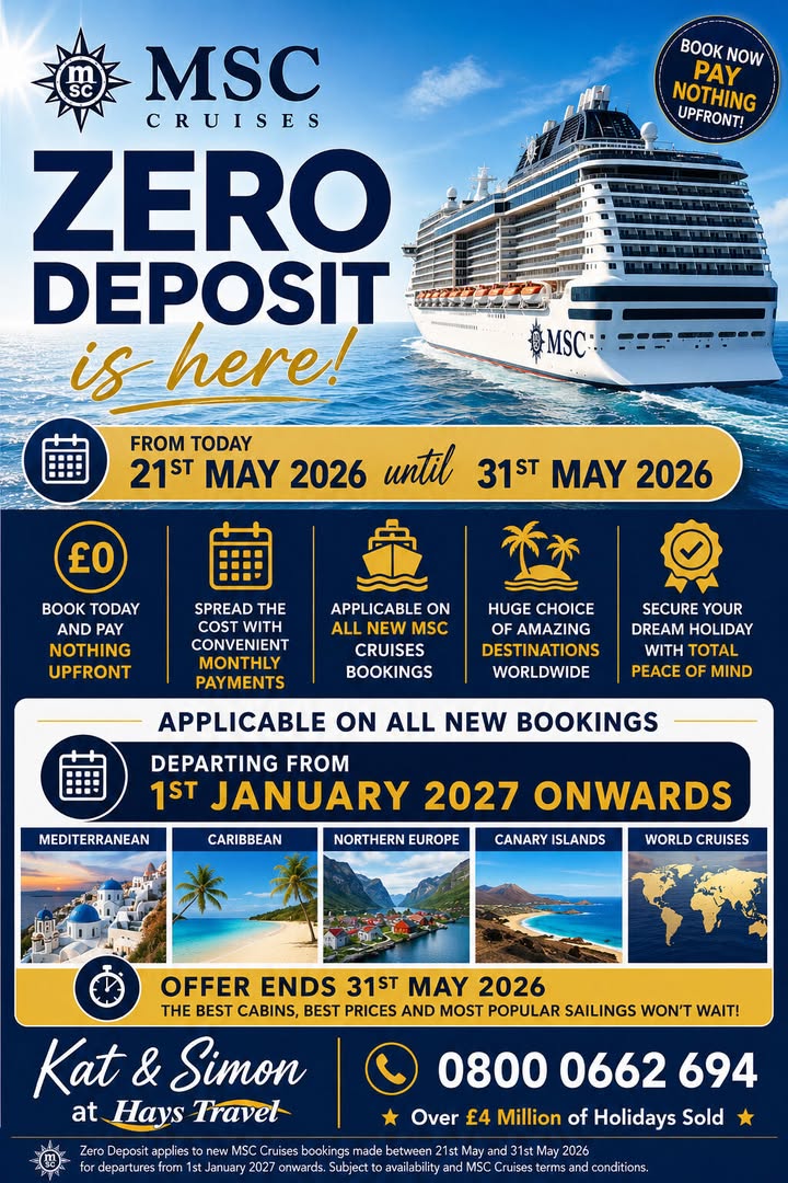 🚢 ZERO DEPOSIT IS HERE WITH MSC CRUISES! 🚢