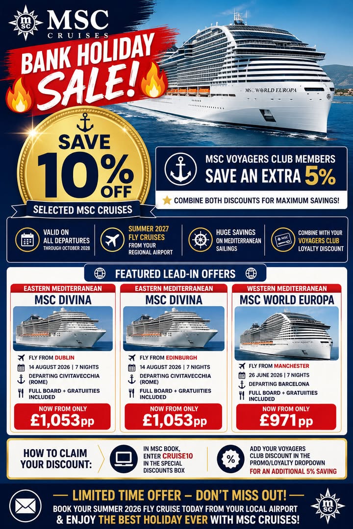 MSC CRUISES BANK HOLIDAY SALE 🚢🔥