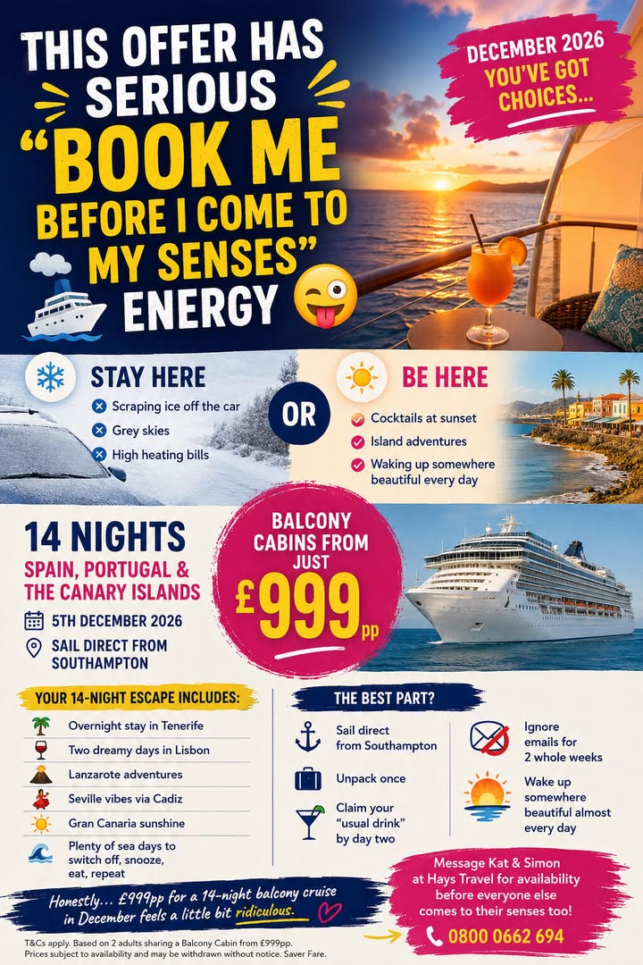 SERIOUS “BOOK ME BEFORE I COME TO MY SENSES” CRUISE DEAL