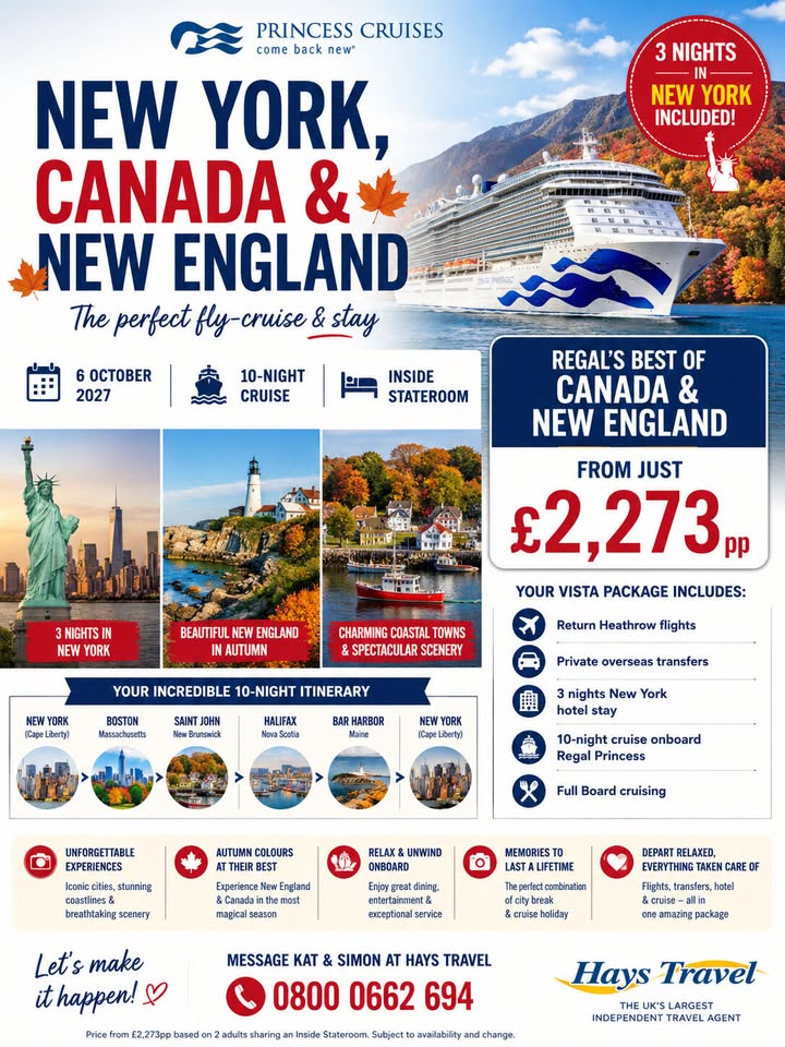 “Autumn Cruise: New York, Canada & New England”